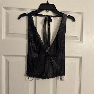 NWT Bear Dance Charcoal Halter Top